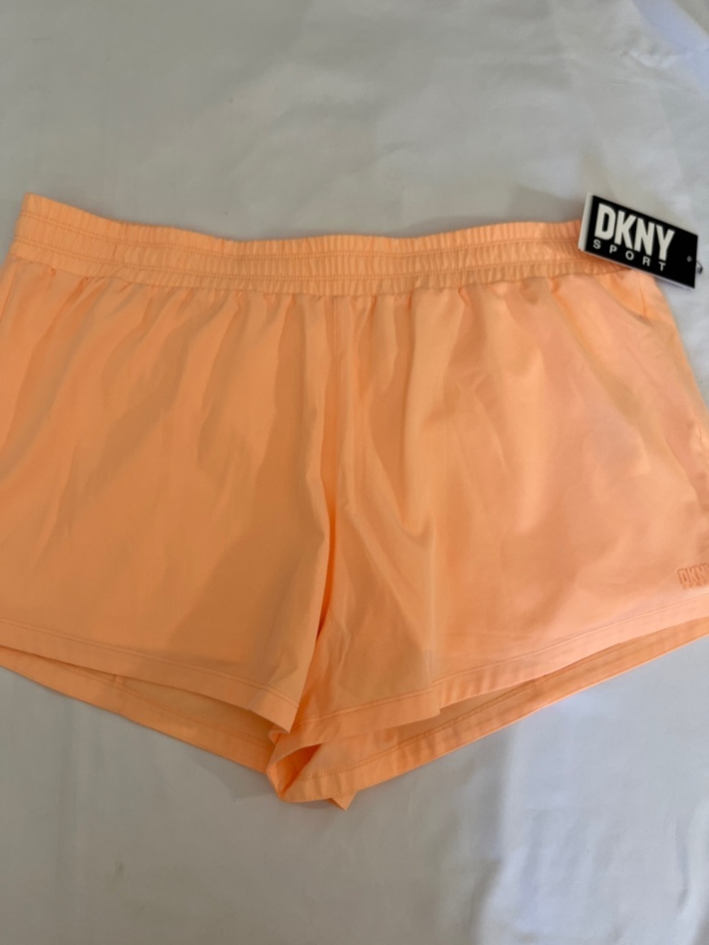 DKNY Peach Active Shorts with Branded Logo